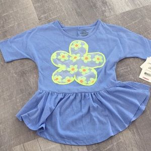 Girls Blue Flower Sequin Shirt 6-6X NWT